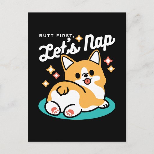 Corgi Butt en Nap Vibes - Schattigee slapende hond Briefkaart (Voorkant)