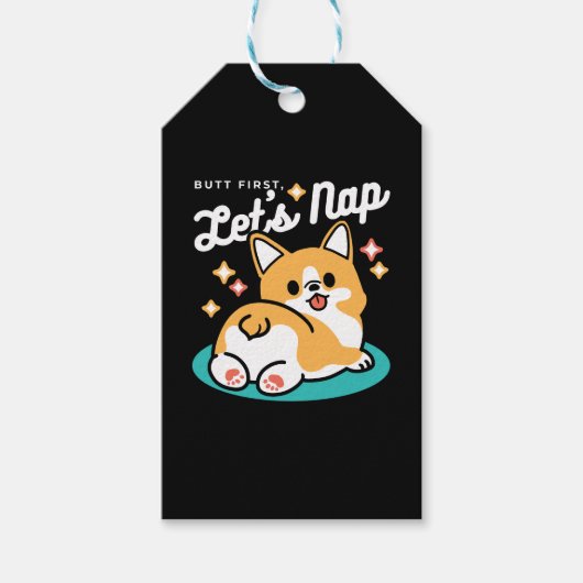 Corgi Butt en Nap Vibes - Schattigee slapende hond Cadeaulabel (Voorkant)