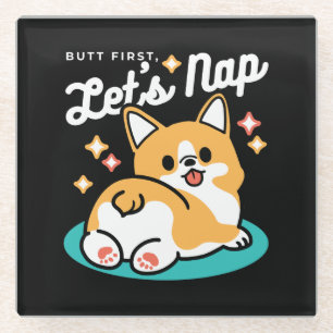 Corgi Butt en Nap Vibes - Schattigee slapende hond Glazen Onderzetter