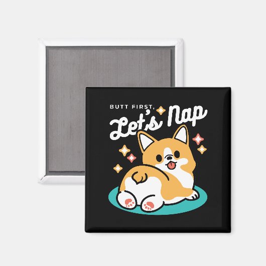 Corgi Butt en Nap Vibes - Schattigee slapende hond Magneet (Voorkant / Achterkant)