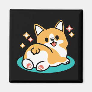 Corgi Butt en Nap Vibes - Schattigee slapende hond Magneet