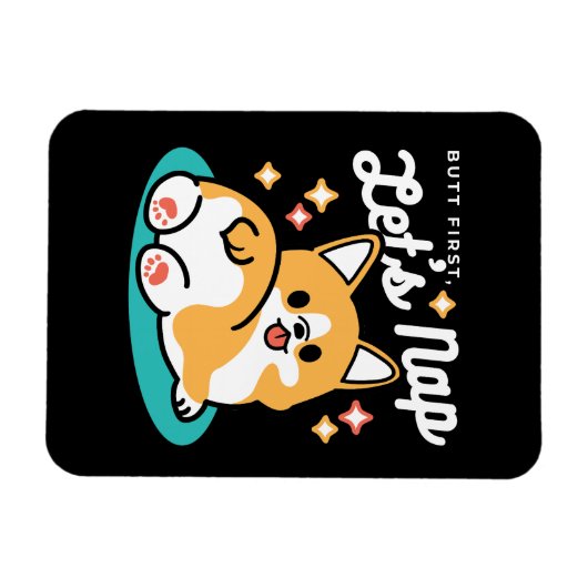 Corgi Butt en Nap Vibes - Schattigee slapende hond Magneet (Horizontaal)