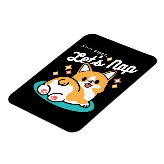 Corgi Butt en Nap Vibes - Schattigee slapende hond Magneet (Linkerzijde)