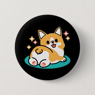Corgi Butt en Nap Vibes - Schattigee slapende hond Ronde Button 5,7 Cm