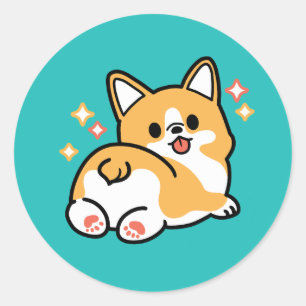 Corgi Butt en Nap Vibes - Schattigee slapende hond Ronde Sticker