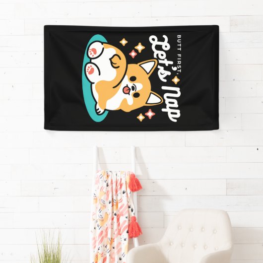 Corgi Butt en Nap Vibes - Schattigee slapende hond Spandoek (Insitu)