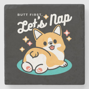 Corgi Butt en Nap Vibes - Schattigee slapende hond Stenen Onderzetter
