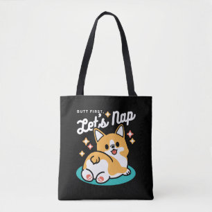 Corgi Butt en Nap Vibes - Schattigee slapende hond Tote Bag