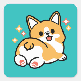 Corgi Butt en Nap Vibes - Schattigee slapende hond Vierkante Sticker