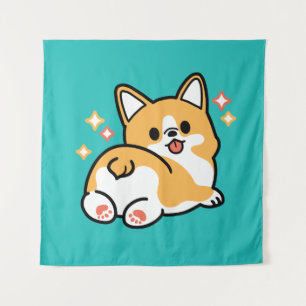 Corgi Butt en Nap Vibes - Schattigee slapende hond Wandkleed