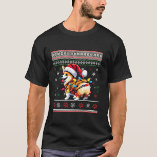 Corgi Butt Grappige Lelijke Kerstman Hoed Snowflak T-shirt