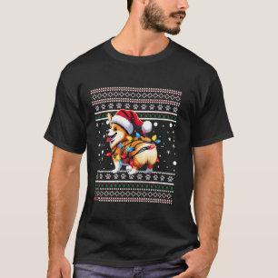Corgi Butt Grappige Lelijke Kerstman Hoed Snowflak T-shirt