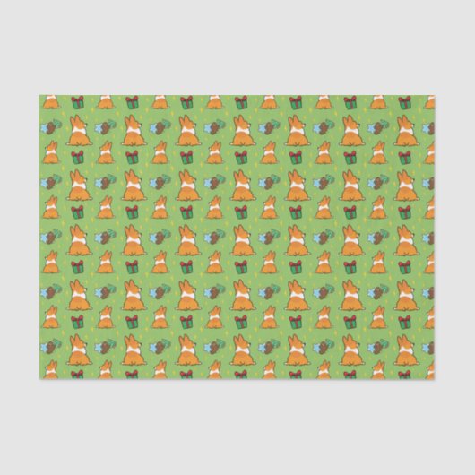 Corgi Butt-kerstpapier | Gift Wrap Tissuepapier (Voorkant)
