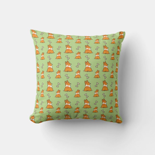 Corgi Butt Pattern Pillow | CorgiDingen Kussen (Voorkant)