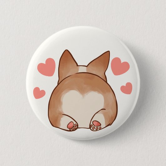 Corgi Butt Valentijnsdag Button (Voorkant)