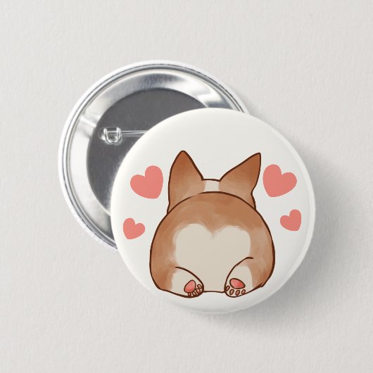 Corgi Butt Valentijnsdag Button (Voorkant /achterkant)