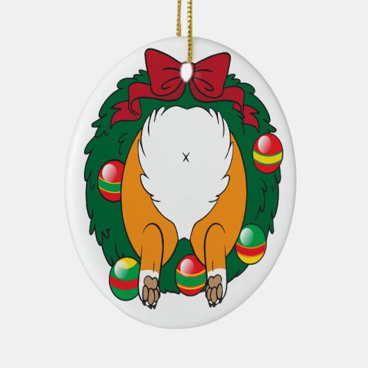 Corgi Butt Wreath Keramisch Ornament (Rechts)