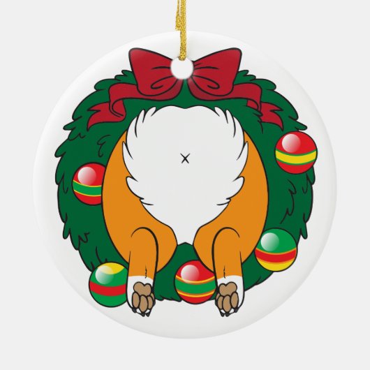 Corgi Butt Wreath Keramisch Ornament (Achterkant)