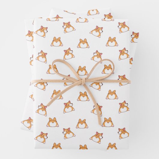 Corgi Butts Seamless Wrapping Paper Sheets (In situ)