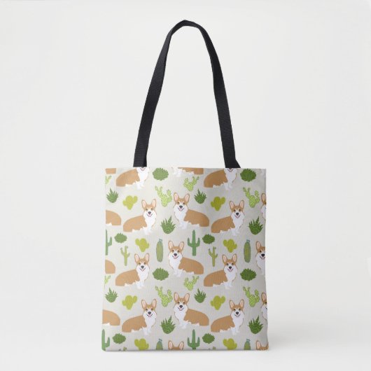 Corgi Cactus - cactus, corgi, woestijn, hond, hond Tote Bag (Voorkant)