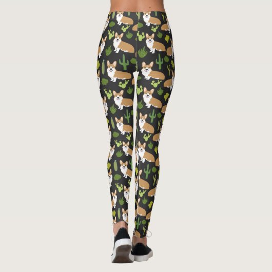 Corgi cactus - dark corgi cactus leggings (Achterkant)
