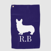 Corgi Cadeau Ideeën Blauwe Marine Golfhanddoek (Voorkant)