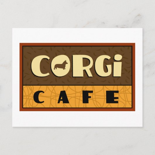 Corgi Cafe Briefkaart (Voorkant)