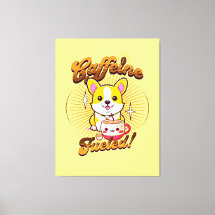 CORGI CAFEÏNE BRANDSTOF! CANVAS AFDRUK