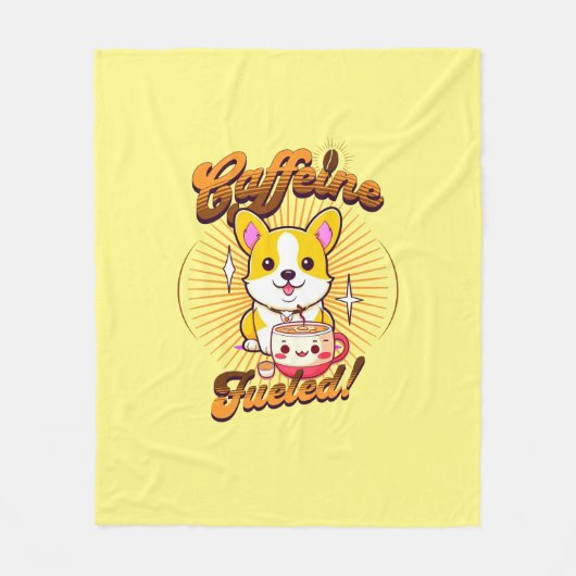 CORGI CAFEÏNE BRANDSTOF! FLEECE DEKEN (Voorkant)