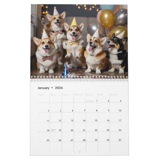 Corgi Calendar Kalender (Jan 2026)