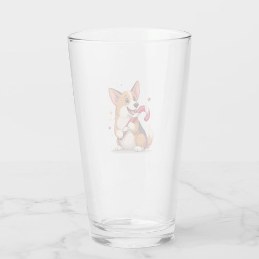 Corgi Candy Cane Joy Glas (Achterkant)