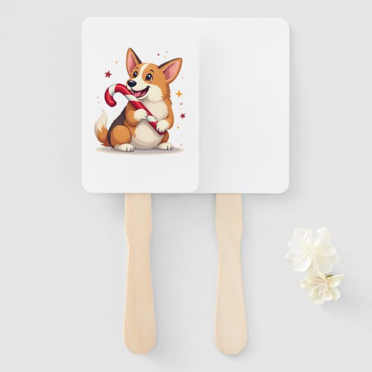 Corgi Candy Cane Joy Handwaaier (Voorkant en achterkant)