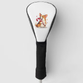 Corgi Candy Cane Joy hond Golfheadcover (Voorkant)