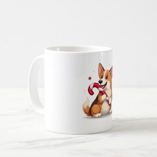 Corgi Candy Cane Joy Koffiemok (Voorkant links)