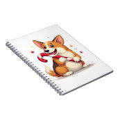 Corgi Candy Cane Joy Notitieboek (Rechterzijde)