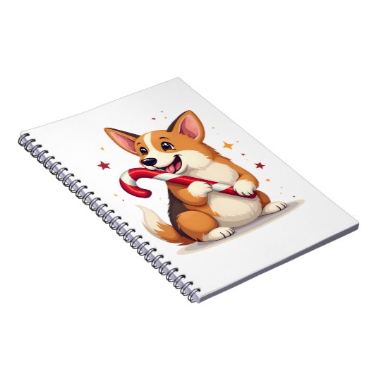 Corgi Candy Cane Joy Notitieboek (Rechterzijde)