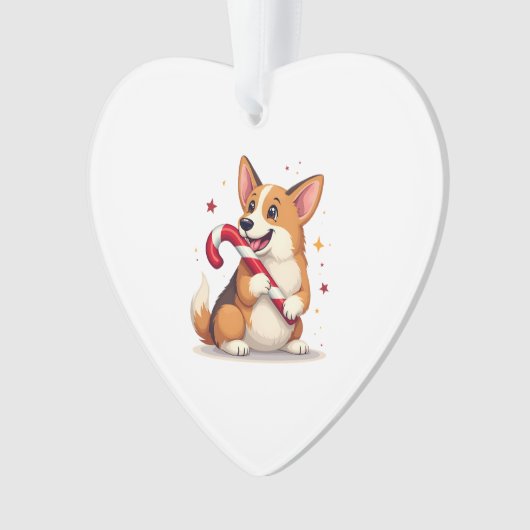 Corgi Candy Cane Joy Ornament (voorkant)