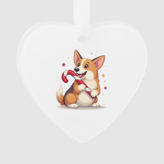 Corgi Candy Cane Joy Ornament (voorkant)
