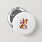 Corgi Candy Cane Joy Ronde Button 5,7 Cm (Voorkant /achterkant)