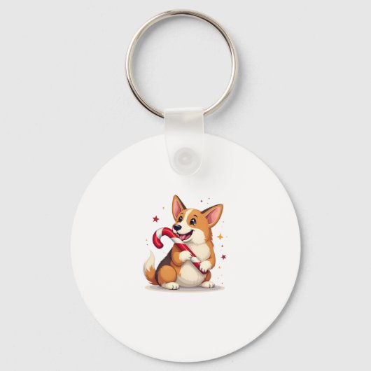 Corgi Candy Cane Joy Sleutelhanger (Voorkant)