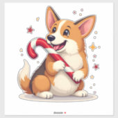 Corgi Candy Cane Joy Sticker (Vel)