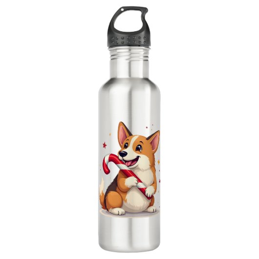Corgi Candy Cane Joy Waterfles (Voorkant)