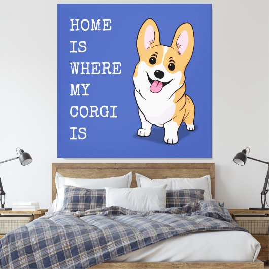 Corgi Canvas Afdruk (Insitu (Slaapkamer))