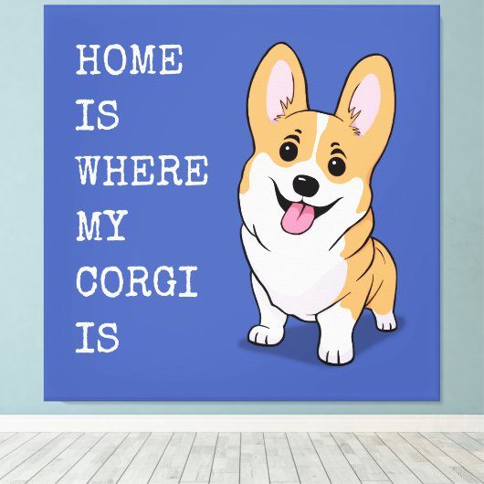 Corgi Canvas Afdruk (Insitu (Houten vloer))