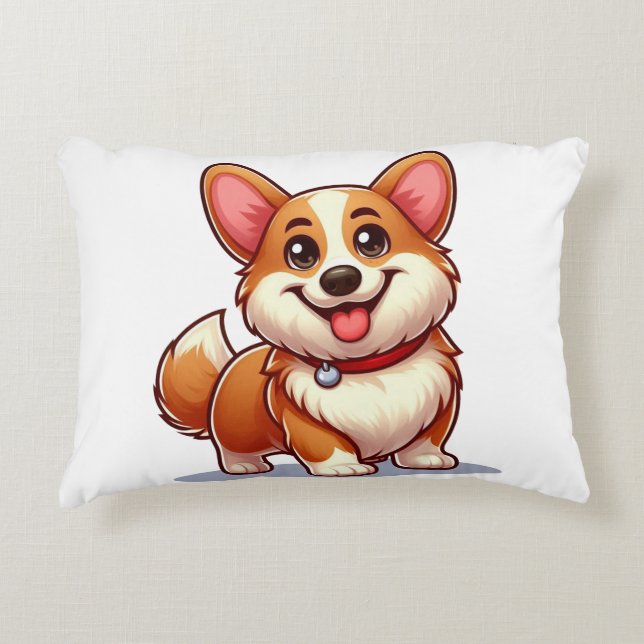 Corgi cartoon accent kussen (Voorkant)