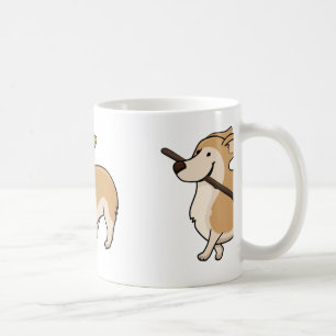 corgi cartoon w stick koffiemok