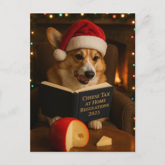 Corgi 'Cheese Tax' Christmas postcard Briefkaart (Voorkant)