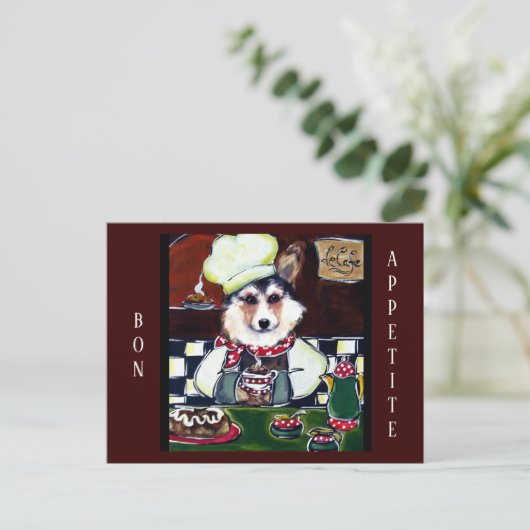 Corgi Chef Briefkaart (Staand voorkant)