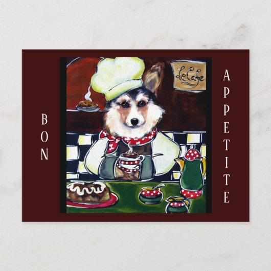 Corgi Chef Briefkaart (Voorkant)