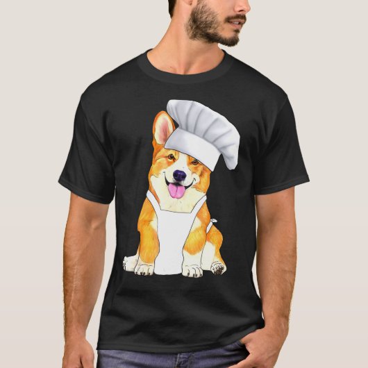 Corgi Chef Cute Dog in een Chef Ha T-shirt (Voorkant)